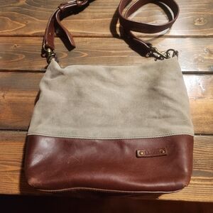 L.L. Bean Two-Tone Leather and Waxed Canvas Cross Body Purse